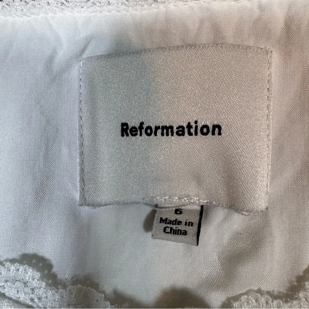 Reformation Amela Linen Top Ivory White Size 6 Lace Detail Button Down - Picture 4 of 13